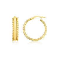 14K Yellow Gold Triple Row Hoop Earrings