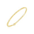 14K yellow gold high polish bead cuff bangle in a slim 2.40 mm profile