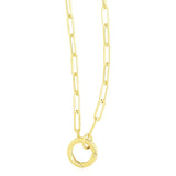 14K yellow gold paperclip chain necklace with invisible clasp, high polish finish thumbnail 1