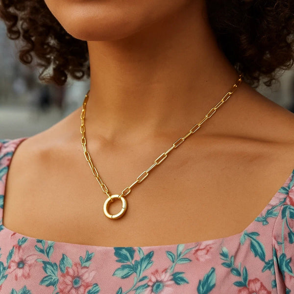 14k Yellow Gold High Polish The Invisible Paperclip Clasp Necklace