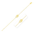 14K yellow gold hamsa charm bracelet on a linked chain with back clasp