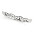 14K white gold wave ring with milgrain edge and small diamond accents