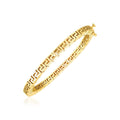 14K yellow gold Greek key bangle with high-polish finish, 4.80 mm width