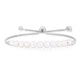 Rhodium plated sterling silver bracelet with 1 pear freshwater pearl stone