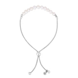 Sterling Silver Rhodium Plated Friendship Freshwater Pearl Drawstring Bracelet thumbnail 2