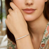 Sterling Silver Rhodium Plated Friendship Freshwater Pearl Drawstring Bracelet thumbnail 3