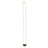 Malachite Geometric Half Moon Necklace in 14K Yellow Gold thumbnail 2