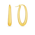 14K yellow gold elongated oval hoop earrings with slim rounded profile