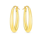 14k Yellow Gold Elongated Oval Hoops thumbnail 2