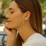 14k Yellow Gold Elongated Oval Hoops thumbnail 4