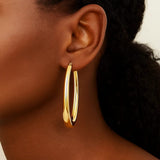 14k Yellow Gold Elongated Oval Hoops thumbnail 5