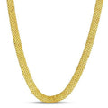 14K yellow gold Bismark chain in a 7 mm flat woven link pattern