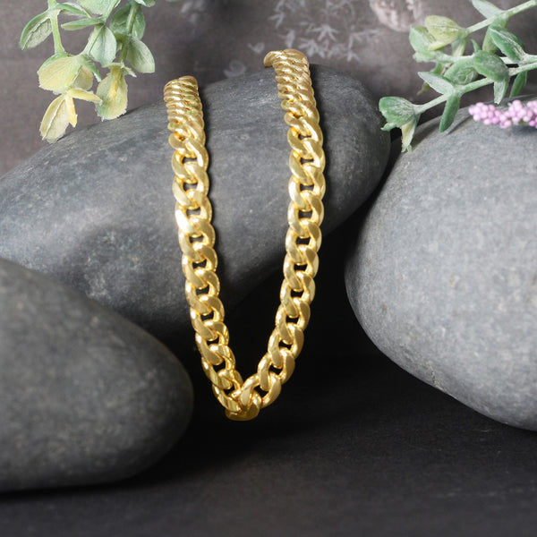 14k Yellow Gold Miami Cuban Semi Solid Chain (7.00 mm)