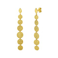 14K yellow gold hammered pebble earrings with textured gold discs
