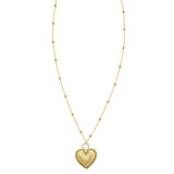 14K yellow gold puffed heart pendant necklace with rounded domed surface thumbnail 1