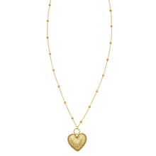 14K Yellow Gold Vintage Puffed Heart Necklace
