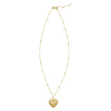 14K Yellow Gold Vintage Puffed Heart Necklace thumbnail 2