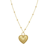 14K Yellow Gold Vintage Puffed Heart Necklace thumbnail 3
