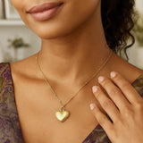 14K Yellow Gold Vintage Puffed Heart Necklace thumbnail 4