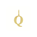 14K yellow gold initial Q charm pendant with polished single-piece letter