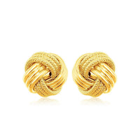 10k Yellow Gold Love Knot with Ridge Texture Earrings