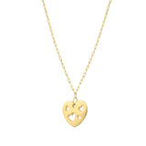 14K yellow gold heart cutout pendant necklace with polished open silhouette thumbnail 1