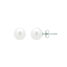 White Freshwater Cultured Pearl Stud Earrings in 14K White Gold (7.00 mm)