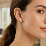 White Freshwater Cultured Pearl Stud Earrings in 14K White Gold (7.00 mm) thumbnail 5