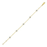 14K yellow gold station bracelet with round cubic zirconia stones thumbnail 1