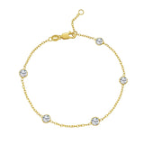 14K Yellow Gold CZ Station Bracelet thumbnail 2