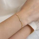 14K Yellow Gold CZ Station Bracelet thumbnail 4