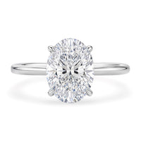 2 Carat Oval Lab Grown IGI G/VS1 Diamond Solitaire Ring in 14K White Gold