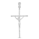 Sterling silver rhodium plated crucifix cross pendant with soldered bail thumbnail 1