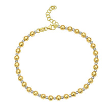 14k Two Tone Gold Polished Diamond Cut Bead Bracelet (4.00 mm)