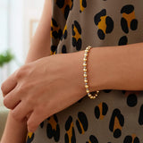 14k Two Tone Gold Polished Diamond Cut Bead Bracelet (4.00 mm) thumbnail 2