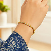 14k Two Tone Gold Polished Diamond Cut Bead Bracelet (4.00 mm)