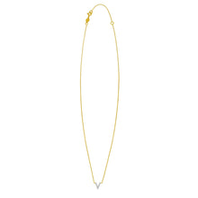 14K Yellow Gold Mini Diamond V Initial Pendant Necklace