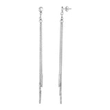 925 sterling silver tassel and textured bar drop earrings with long chain fringe thumbnail 1