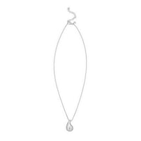 Sterling Silver Rhodium Plated Puffed Raindrop CZ Necklace