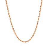 14k Rose Gold Solid Diamond Cut Rope Chain (2.30 mm) thumbnail 2