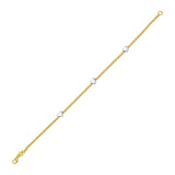 14K Yellow and White Gold Heart Bead Bracelet thumbnail 1