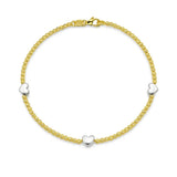 14K Yellow and White Gold Heart Bead Bracelet thumbnail 2