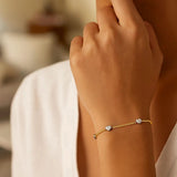 14K Yellow and White Gold Heart Bead Bracelet thumbnail 3