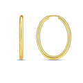 14K yellow gold oval endless hoop earrings with a slim 2mm profile