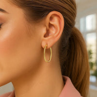 14k Yellow Gold Endless Oval Hoop Earrings(2x25mm)