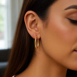 14k Yellow Gold Endless Oval Hoop Earrings(2x25mm) thumbnail 6