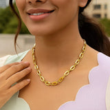 14K Yellow Gold Long Mirror Rolo Link Chain Necklace (7.30 mm) thumbnail 7