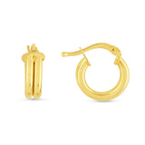 14K Yellow Gold Double Row Round Hoop Earrings (8.00 mm) thumbnail 2