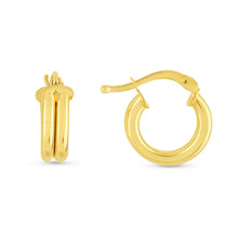 14K Yellow Gold Double Row Round Hoop Earrings (8.00 mm)