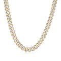 14K two-tone gold Miami Cuban chain necklace with white pave links